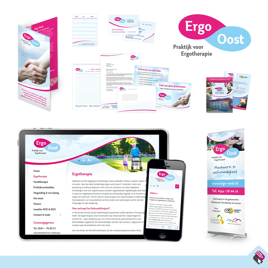 Freelance webdesign en webdevelopment en huisstijlontwerp Ergo Oost - praktijk voor Ergotherapie in Oldenzaal